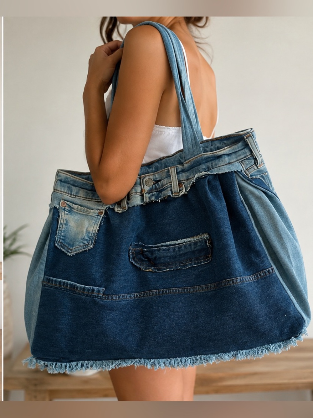 Handmade Up cycled Levi’s Denim Oversized Tote Bag